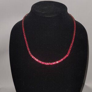 Elegant Red Simulated Diamond Necklace
